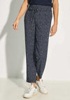 Cecil Printed Slim Leg Elastic Waist Trousers, Navy