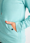 Cecil Zip Up Sweater, Turquoise