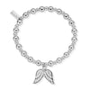 ChloBo Mini Small Ball Double Angel Wing Bracelet, Silver