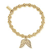 Chlobo Mini Small Ball Double Angel Wing Bracelet, Gold