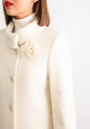 Christina Felix Flower Applique Long Coat, Cream