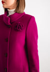 Christina Felix Flower Applique Long Coat, Fuchsia