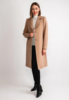 Christina Felix Notch Collar Wool Cashmere Blend Long Coat, Camel