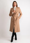 Christina Felix Belted Waist Wool Cashmere Blend Long Coat, Camel