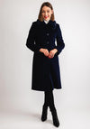 Christina Felix Faux Fur Collar Wool Cashmere Coat, Navy