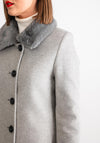 Christina Felix Faux Fur Collar Wool Cashmere Coat, Grey