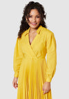 Closet London Pleated Wrap Midi Dress, Yellow