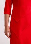 Coco Doll Pola Asymmetric Panel Pencil Dress, Red