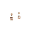 Coeur De Lion Cube Stainless Steel Earrings Rose Gold & Crystal