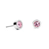 Coeur De Lion Round Stainless-Steel Earrings, Silver and Pink Crystal