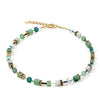 Coeur De Lion GeoCube Iconic Necklace, Green & Gold