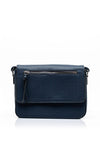 Zen Collection Pebbled Faux Leather Flap Over Medium Crossbody Bag, Navy