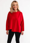 D.E.C.K by Decollage One Size Asymmetrical Hem Sweatshirt, Red