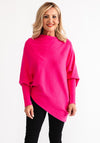 D.E.C.K By Decollage One Size Batwing Asymmetric Jumper, Pink