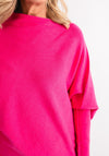 D.E.C.K By Decollage One Size Batwing Asymmetric Jumper, Pink