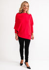 D.E.C.K By Decollage One Size Batwing Asymmetric Jumper, Red