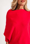 D.E.C.K By Decollage One Size Batwing Asymmetric Jumper, Red