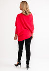 D.E.C.K By Decollage One Size Batwing Asymmetric Jumper, Red