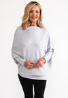 D.E.C.K By Decollage One Size Batwing Asymmetric Jumper, Silver