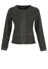 Dolcezza Wavy Print Faux Leather Trim Jacket, Black