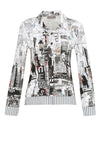 Dolcezza Newspaper Print Shirt, White Multi