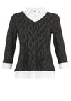 Dolcezza Wavy Print Shirt Detail Top, Black