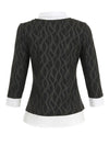 Dolcezza Wavy Print Shirt Detail Top, Black