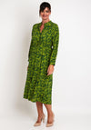 Natalia Collection Geometric Printed Midi Shirt Dress, Forest Green & Lime