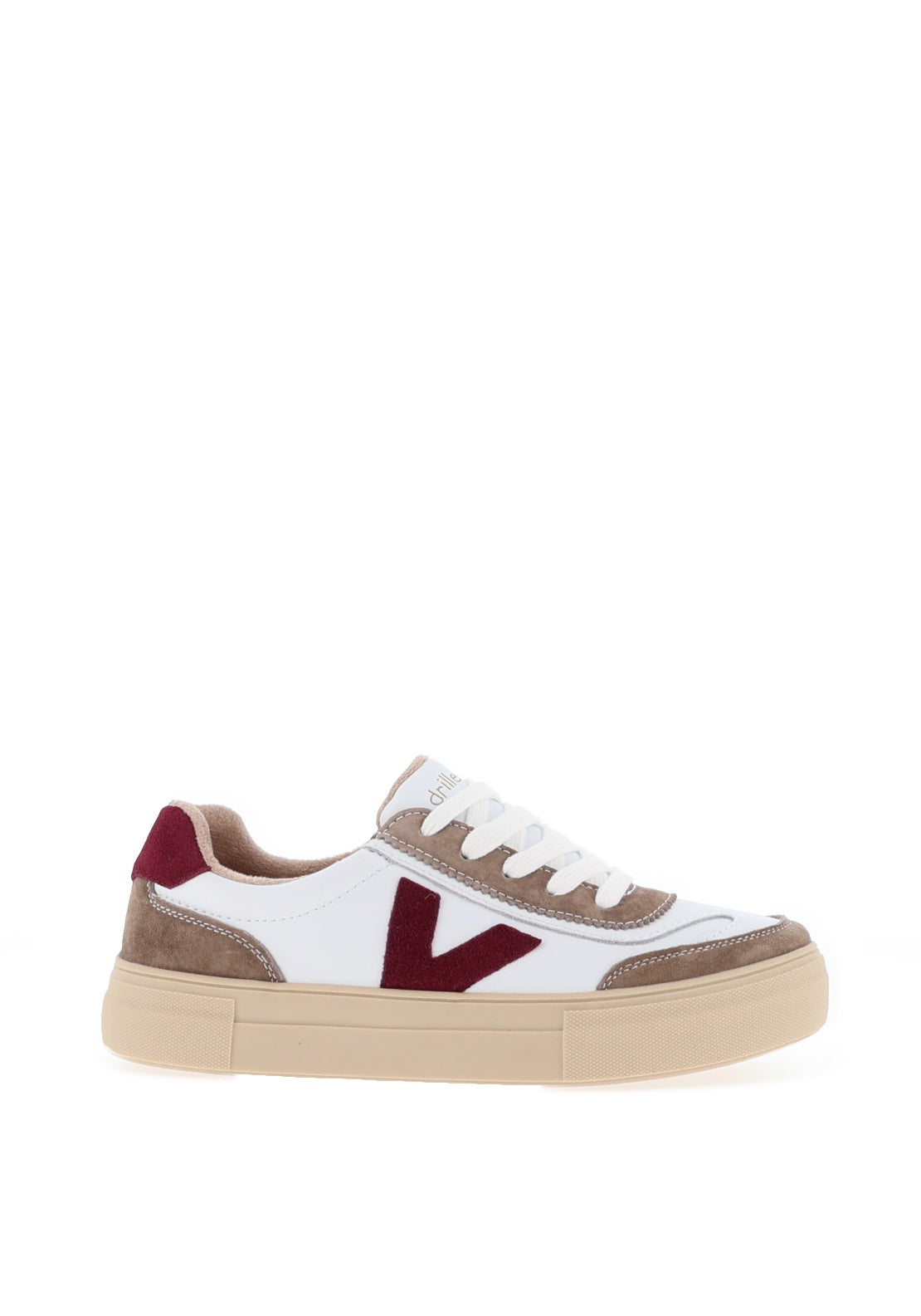 Drilleys Eighty Platform Trainers, Beige And Burgundy - Mcelhinneys