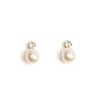 9 Carat Gold CZ Oval Ivory Pearl Stud Earrings, Gold