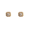 9 Carat Gold CZ Square Halo Earrings, Gold