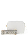 Elie Beaumont Leather Tapestry Strap Crossbody Bag, White