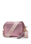 Elie Beaumont Metallic Leather Chevron Strap Crossbody Bag, Rose