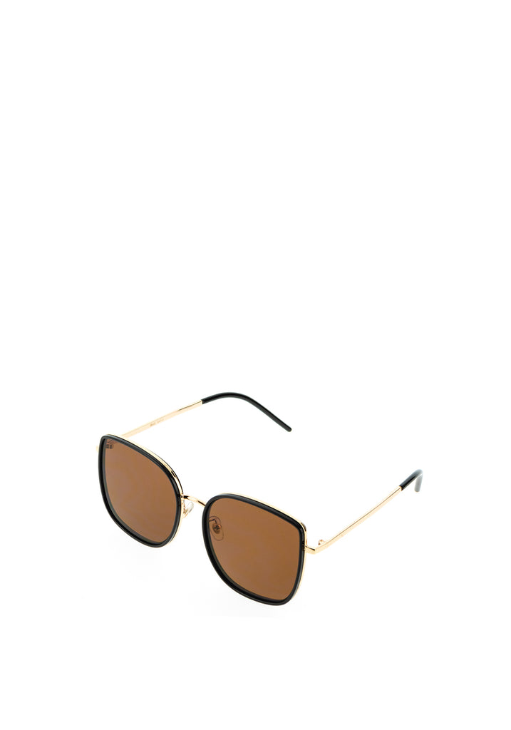 Elie Beaumont Oversized Square Sunglasses Black Brown