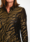 Elsewhere Cambe Zebra Print Long Blouse, Gold Mustard