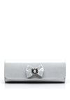 Emis Suede Bow Clutch Bag, Silver