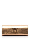 Emis Leather Embellished Clutch Bag, Bronze