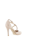 Emis Leather Criss Cross Diamante Heeled Shoes, Beige and Gold