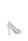 Emis Shimmer Leather Textured Trim High Heels, White Silver