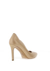 Emis Leather Scallop Trim Pointed Court Shoes, Beige