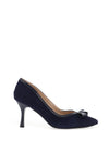 Emis Bow Detail Suede Heels, Navy