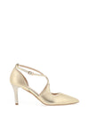 Emis Cross Over Shimmer Court Shoes, Gold