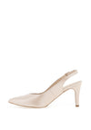 Emis Leather Shimmer Sling Back Heeled Shoes, Beige