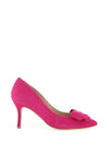 Emis Suede Leather Diamante Bow Brooch Court Shoes, Fuchsia