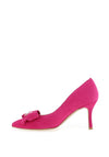 Emis Suede Leather Diamante Bow Brooch Court Shoes, Fuchsia