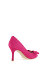 Emis Suede Leather Diamante Bow Brooch Court Shoes, Fuchsia