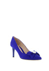 Emis Suede Leather Diamante Bow Court Shoes, Cobalt Blue