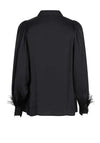 Esqualo Feather Cuff Satin Shirt, Black