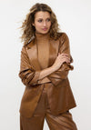 EsQualo Metallic Crinkle Blazer, Tan