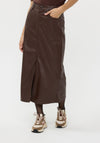 EsQualo Faux Leather Midi Skirt, Brown